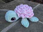 Crochet Sea Turtle Plush with Rose Shell – Amigurumi Ocean Animal Toy
