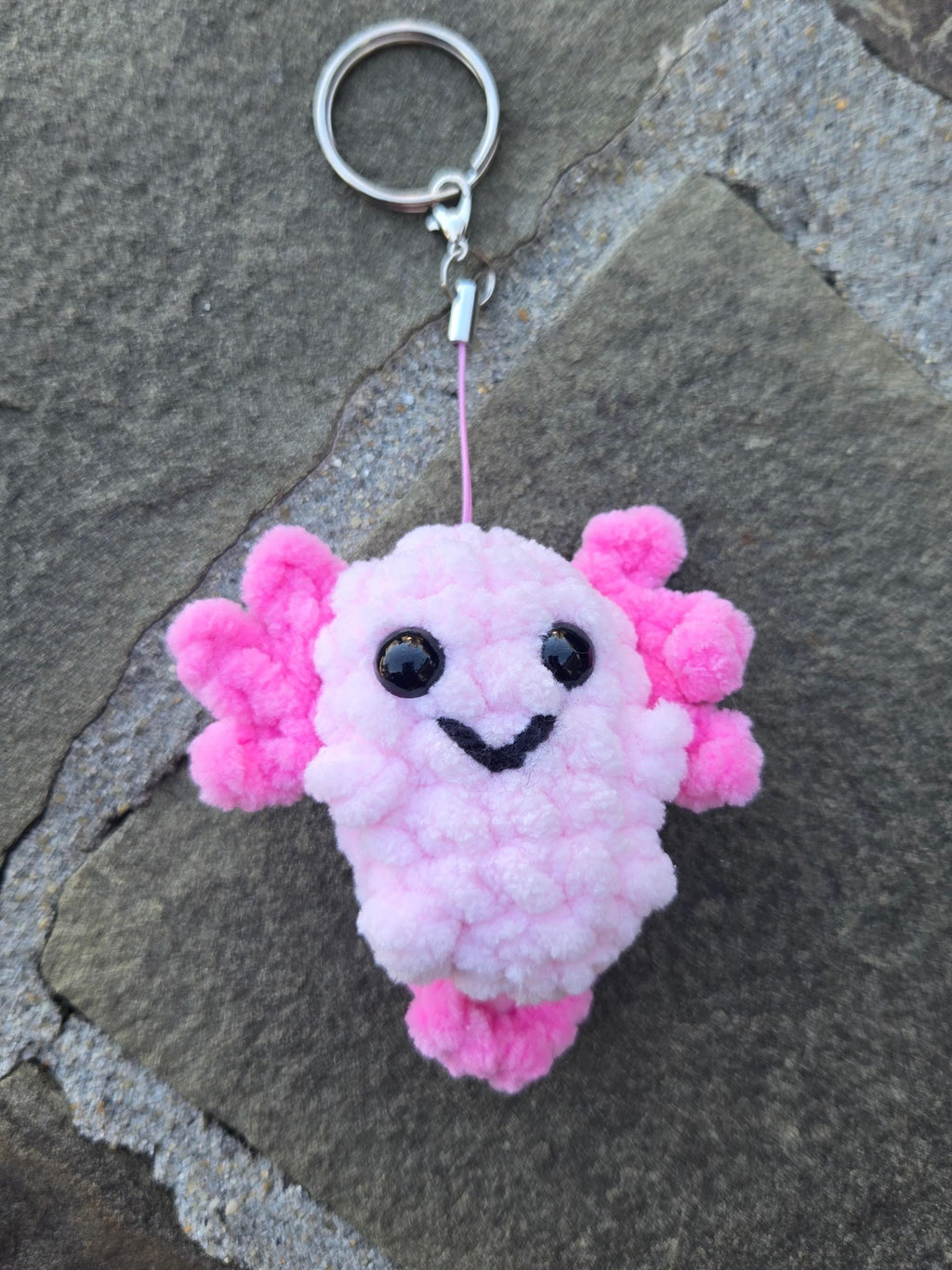 Crochet Axolotl Keychain Plush | Handmade Axolotl Gift | Kawaii Backpack Charm | Custom Colors Available