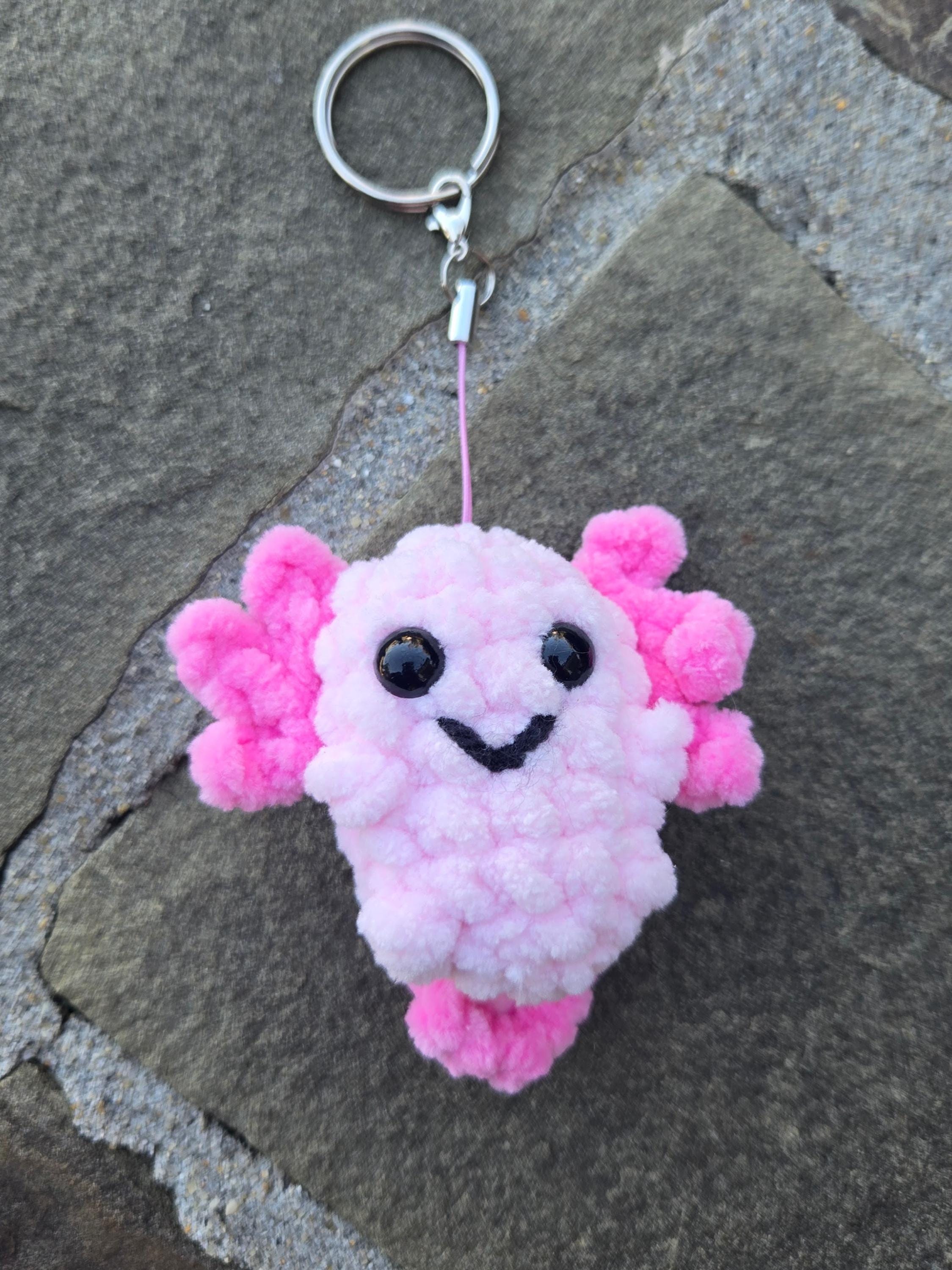 Crochet Axolotl Keychain Plush | Handmade Axolotl Gift | Kawaii Backpack Charm | Custom Colors Available