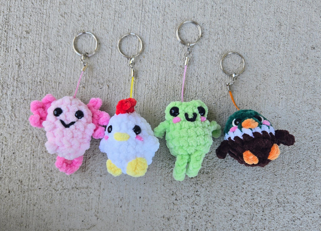 Crochet Axolotl Keychain Plush | Handmade Axolotl Gift | Kawaii Backpack Charm | Custom Colors Available
