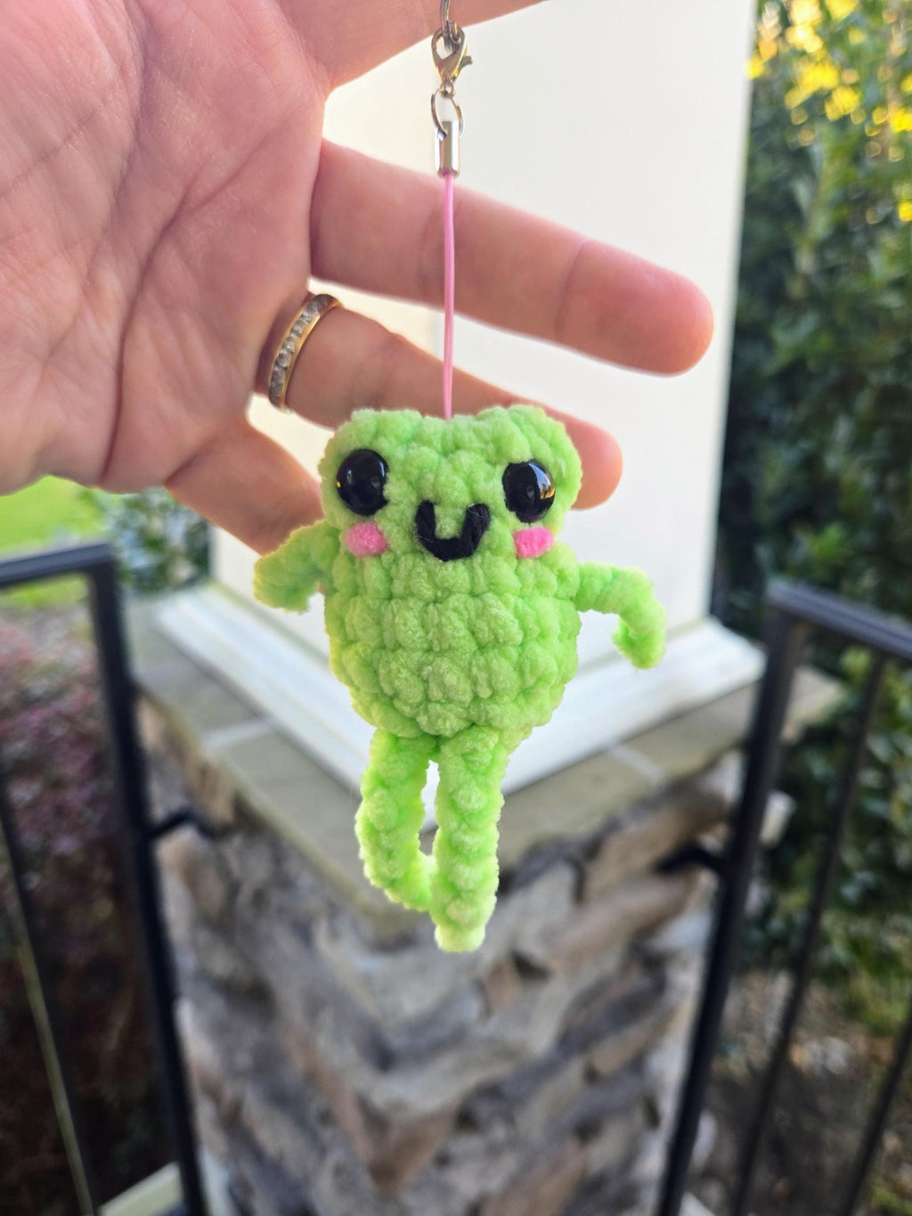Crochet Frog Keychain Handmade Amigurumi Gift Customizable Plush Friend