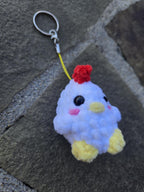Handmade Crochet Chicken Keychain: Amigurumi Farm Bird Bag Charm, Plush Keyring