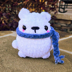 Mini Crochet Polar Bear Plush – Customizable Scarf, Winter Decoration, Stocking Stuffer