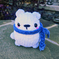 Mini Crochet Polar Bear Plush – Customizable Scarf, Winter Decoration, Stocking Stuffer