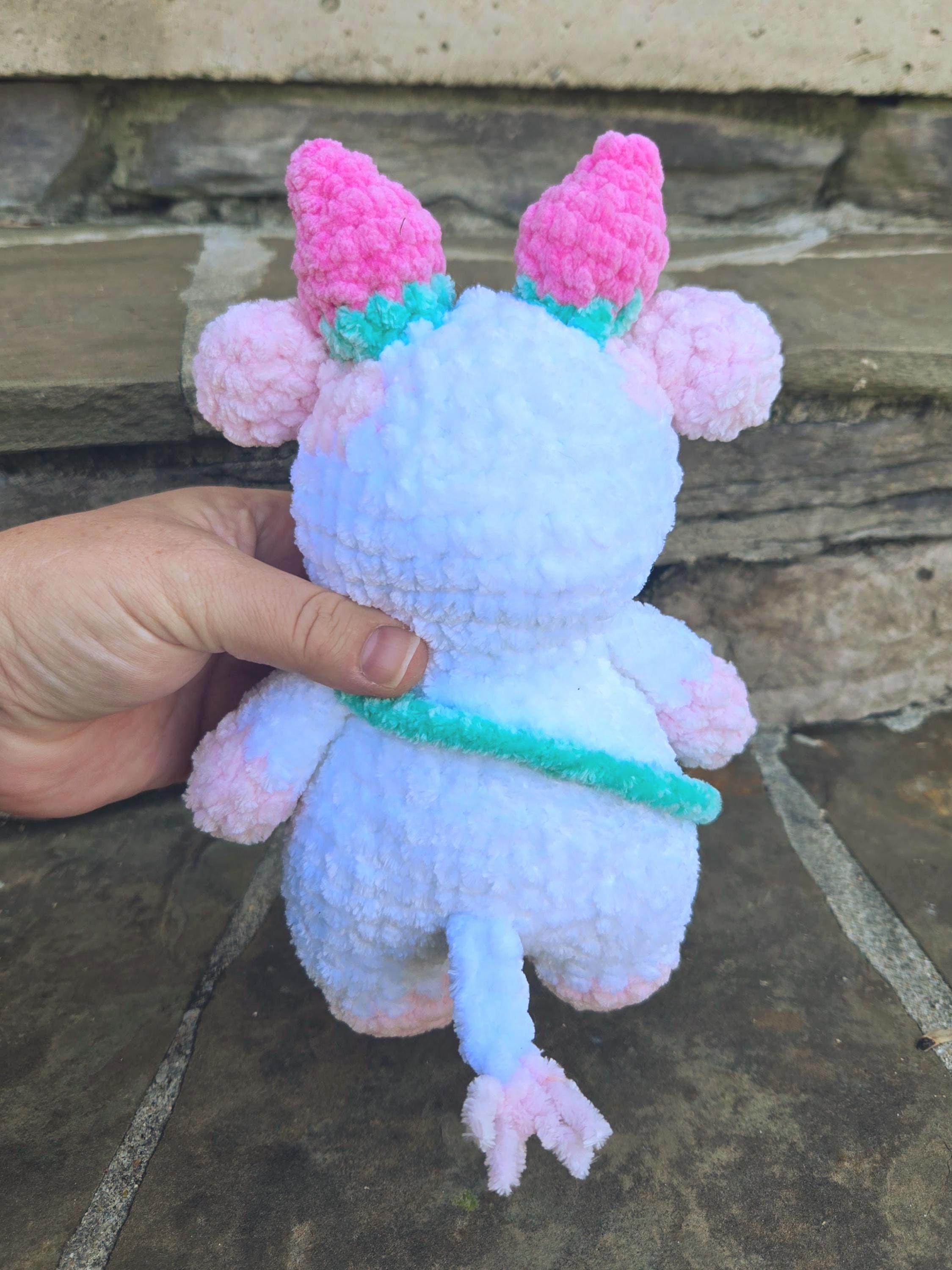 Crochet Strawberry Cow Plush – Handmade Amigurumi Stuffed Animal Toy