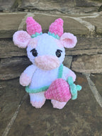 Crochet Strawberry Cow Plush – Handmade Amigurumi Stuffed Animal Toy