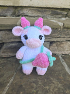 Crochet Strawberry Cow Plush – Handmade Amigurumi Stuffed Animal Toy