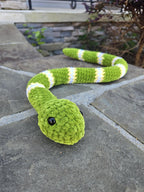 Crochet Striped Snake Plush Toy, Custom Amigurumi Reptile Stuffed Animal.