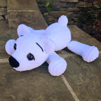 Weighted Crochet Polar Bear Plush: Handmade Amigurumi Splooting Animal Toy.