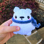 Mini Crochet Polar Bear Plush – Customizable Scarf, Winter Decoration, Stocking Stuffer