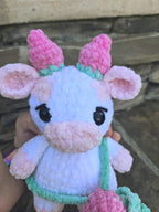 Crochet Strawberry Cow Plush – Handmade Amigurumi Stuffed Animal Toy