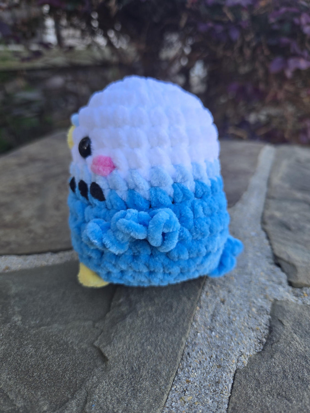 Crochet Budgie Plush Amigurumi Bird – Chenille Parakeet Stuffed Animal.