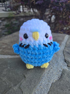 Crochet Budgie Plush Amigurumi Bird – Chenille Parakeet Stuffed Animal.