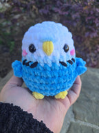 Crochet Budgie Plush Amigurumi Bird – Chenille Parakeet Stuffed Animal.