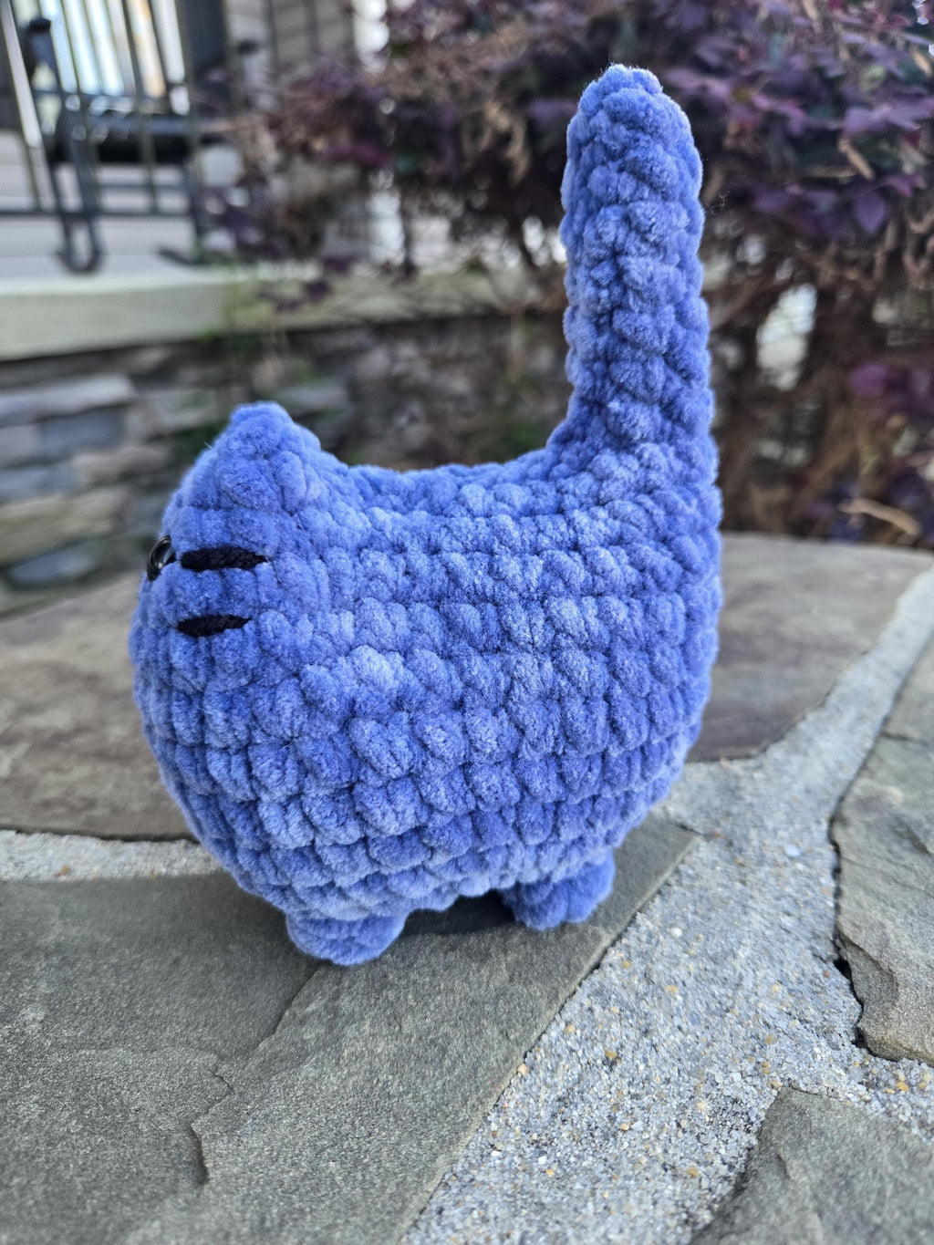 Handmade Chenille Crochet Cat Plush: Amigurumi Kitty.