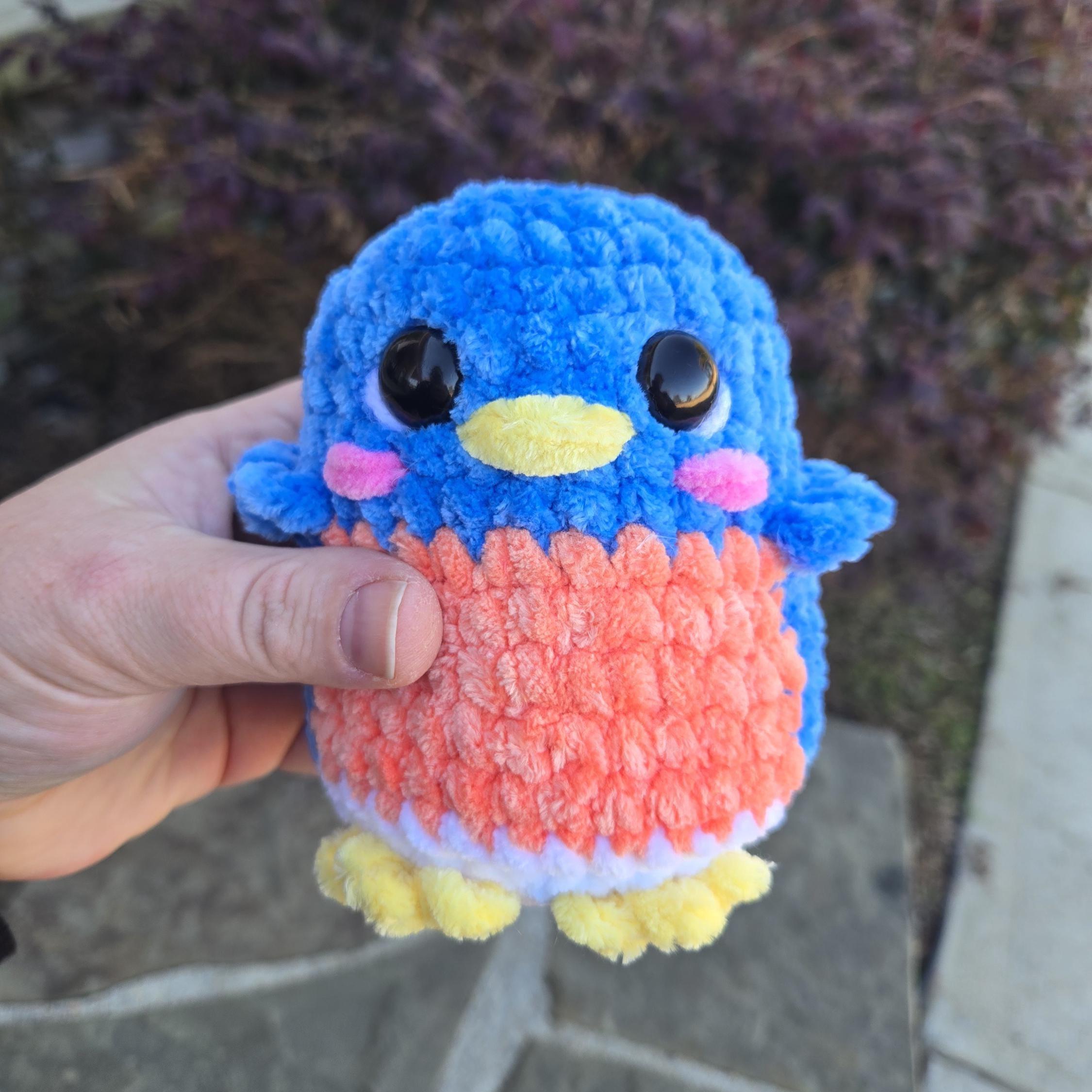 Crochet Bluebird Plush Toy: Handmade Amigurumi Bird, Nature Decor, Stuffed Animal.