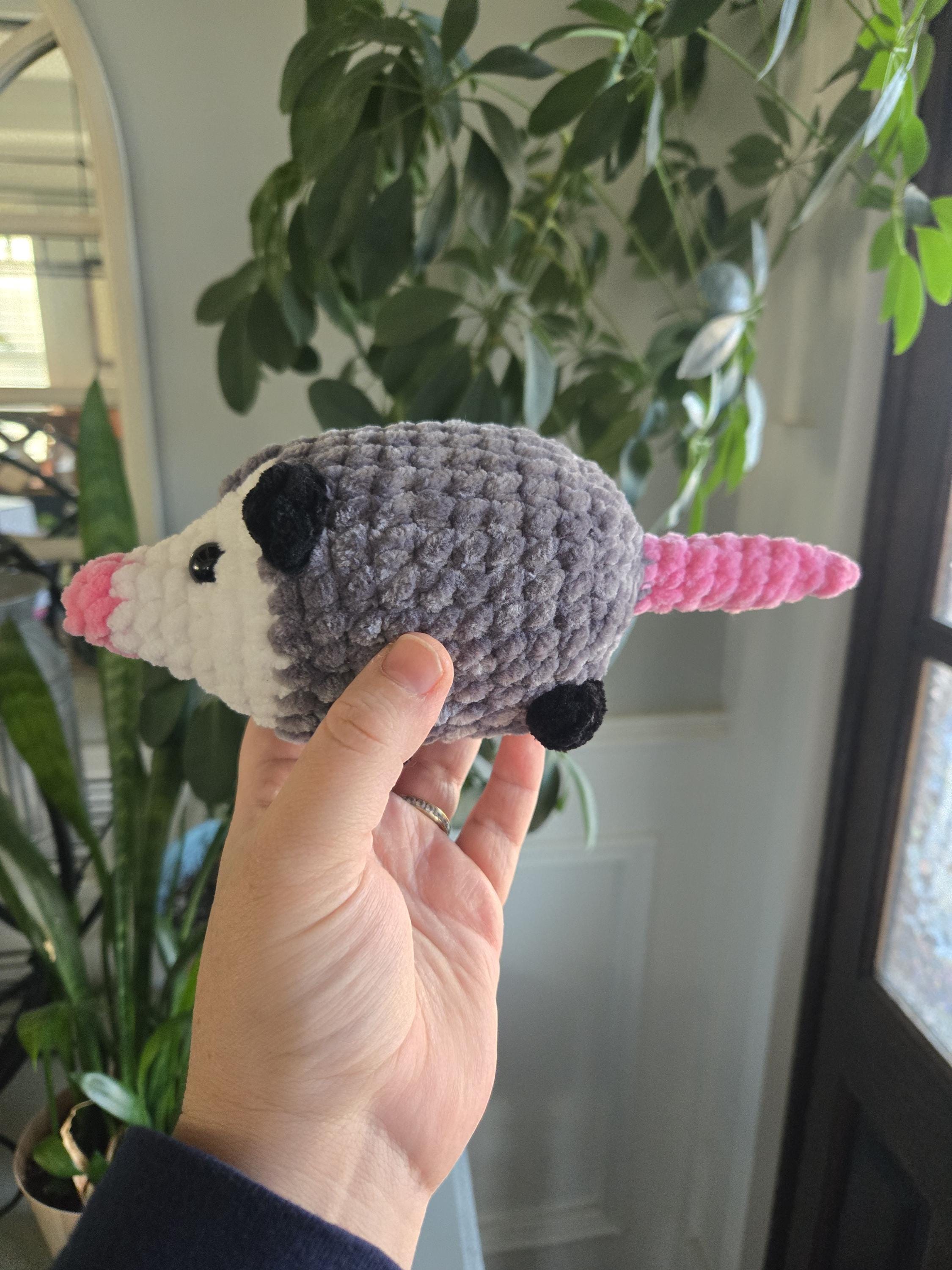 Handmade Crochet Possum Plush Toy – Amigurumi Forest Critter Stuffed Animal.