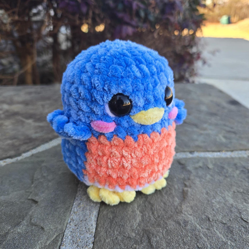 Crochet Bluebird Plush Toy: Handmade Amigurumi Bird, Nature Decor, Stuffed Animal.