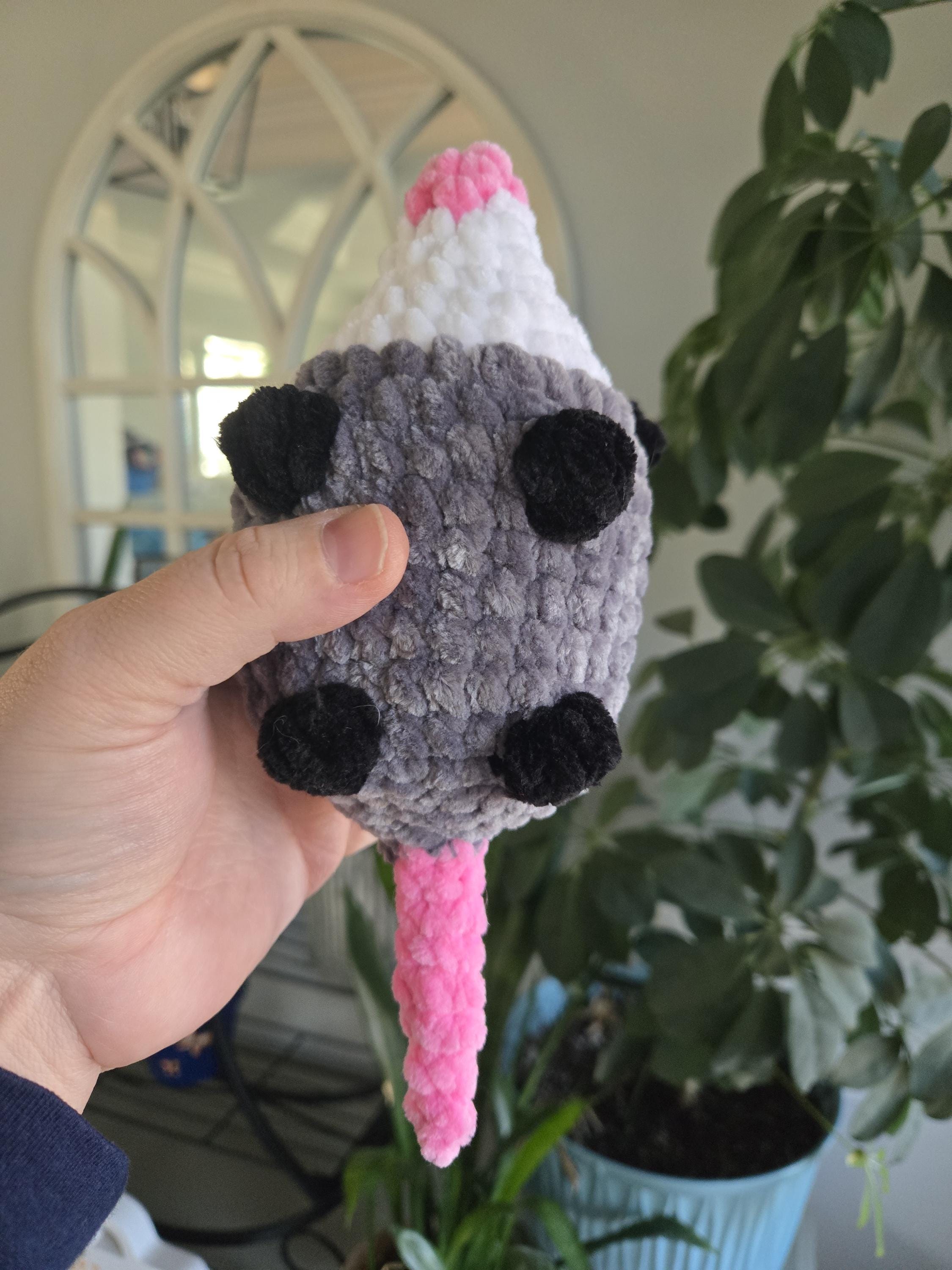 Handmade Crochet Possum Plush Toy – Amigurumi Forest Critter Stuffed Animal.