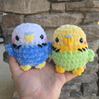 Crochet Budgie Plush Amigurumi Bird – Chenille Parakeet Stuffed Animal.