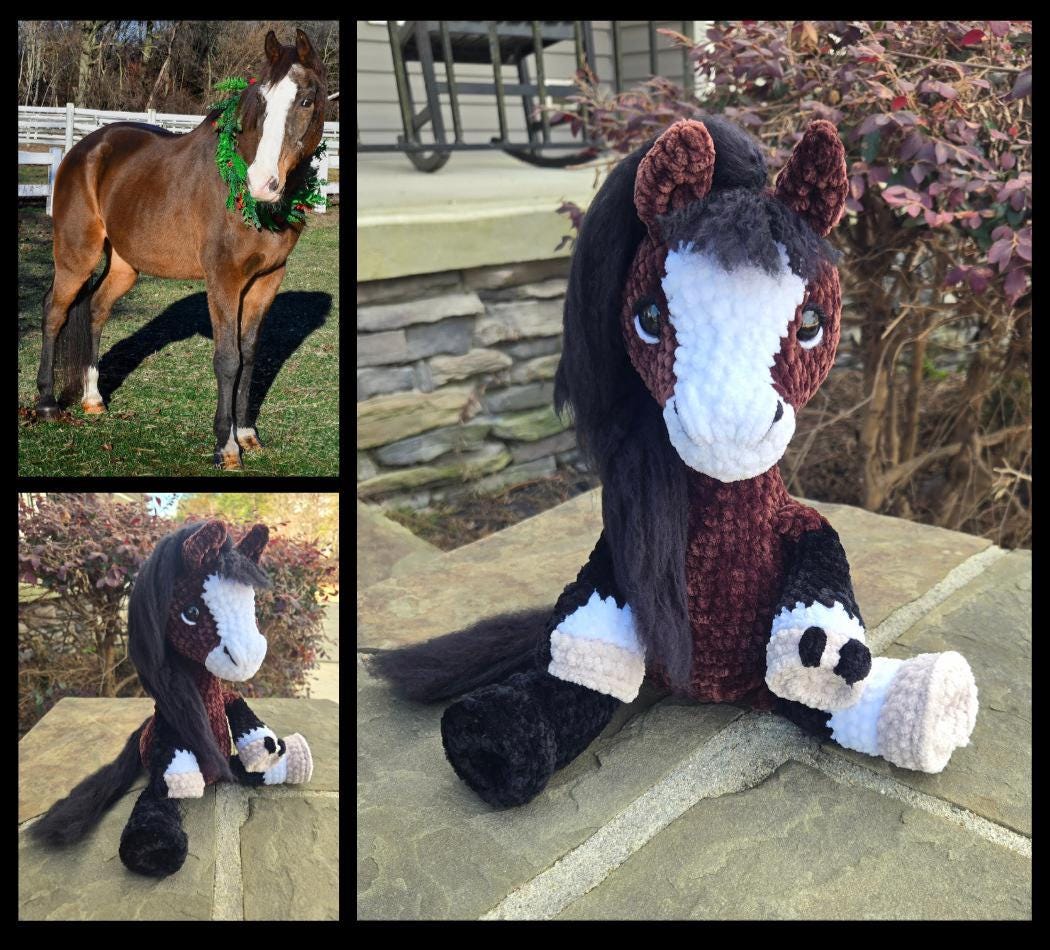 Custom Crochet Horse Plush From Your Photo | Handmade Equestrian Gift | Personalized Amigurumi Keepsake.
