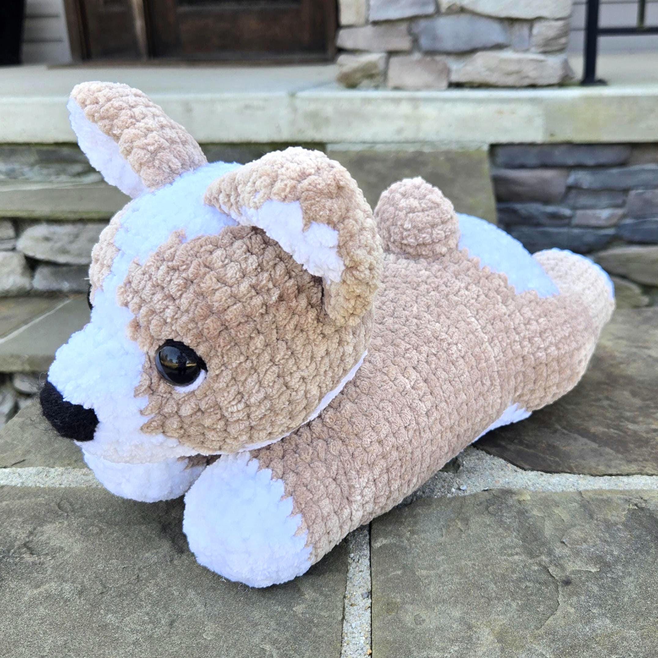 Handmade Crochet Corgi Plush Dog – Large Amigurumi Stuffed Animal, Custom Color Puppy Toy