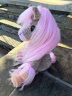 Neapolitan Crochet Horse Plush Toy – Strawberry Vanilla Chocolate Amigurumi Stuffed Animal.
