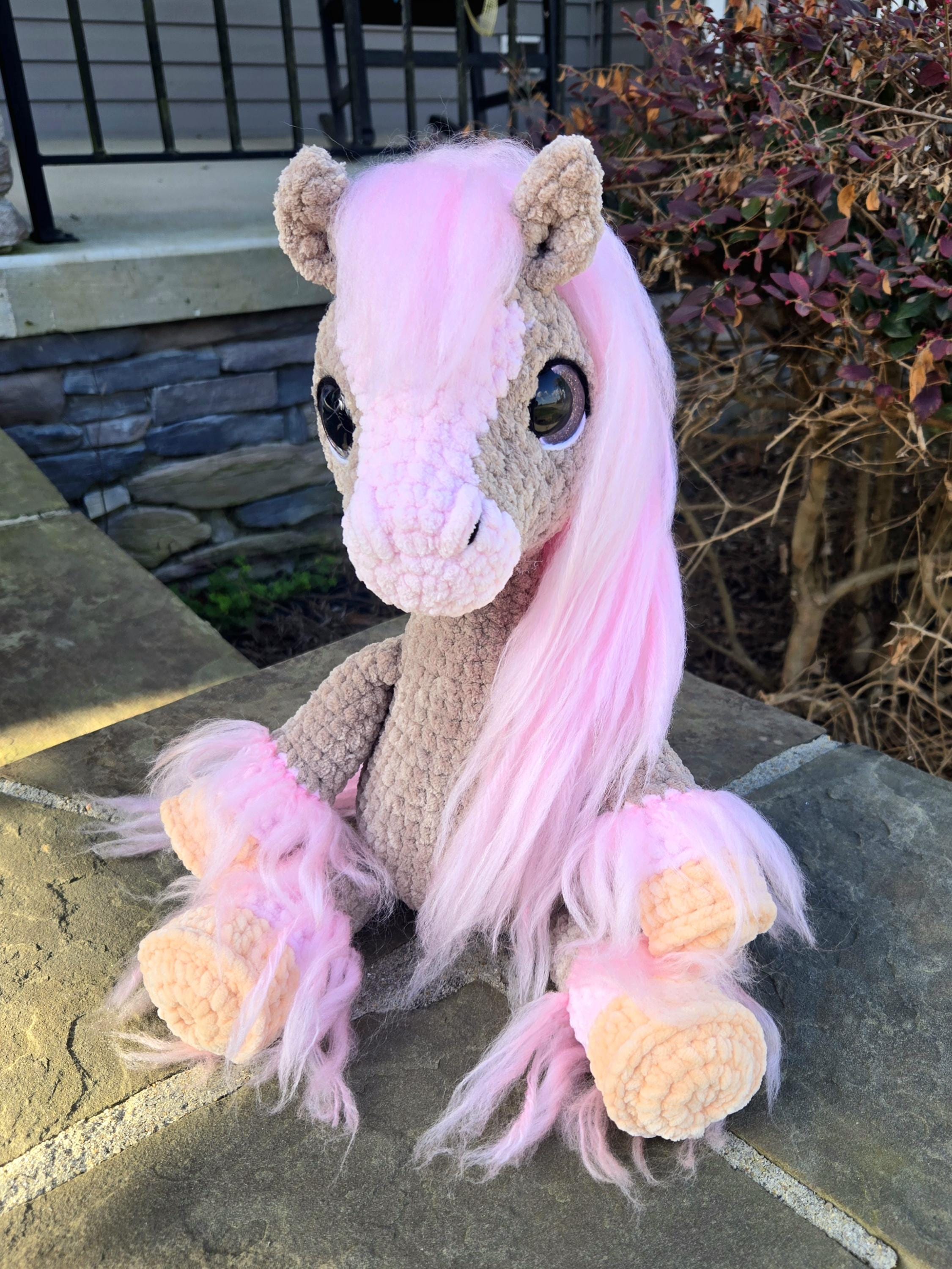 Neapolitan Crochet Horse Plush Toy – Strawberry Vanilla Chocolate Amigurumi Stuffed Animal.