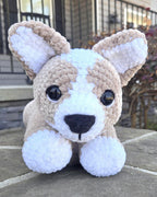 Handmade Crochet Corgi Plush Dog – Large Amigurumi Stuffed Animal, Custom Color Puppy Toy
