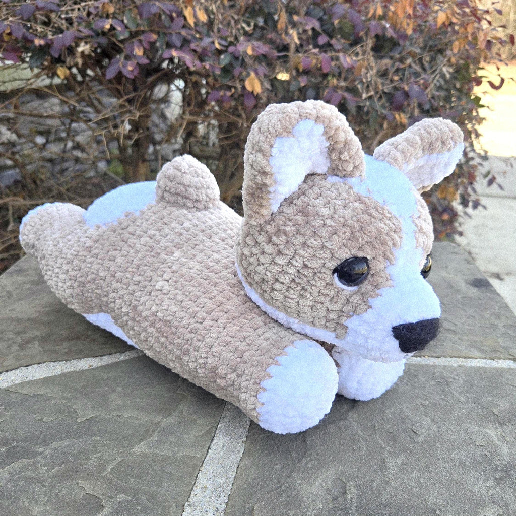 Handmade Crochet Corgi Plush Dog – Large Amigurumi Stuffed Animal, Custom Color Puppy Toy