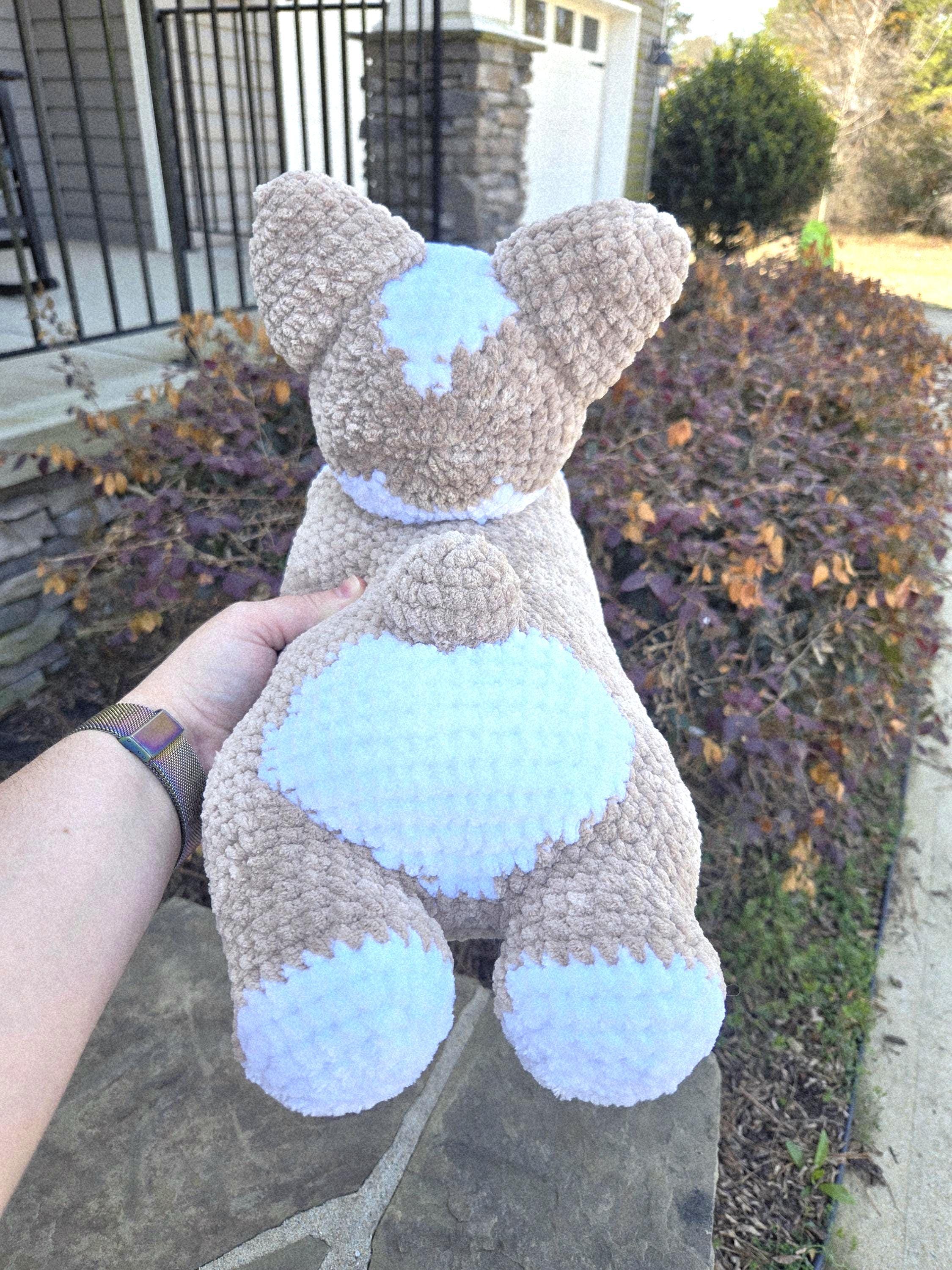 Handmade Crochet Corgi Plush Dog – Large Amigurumi Stuffed Animal, Custom Color Puppy Toy