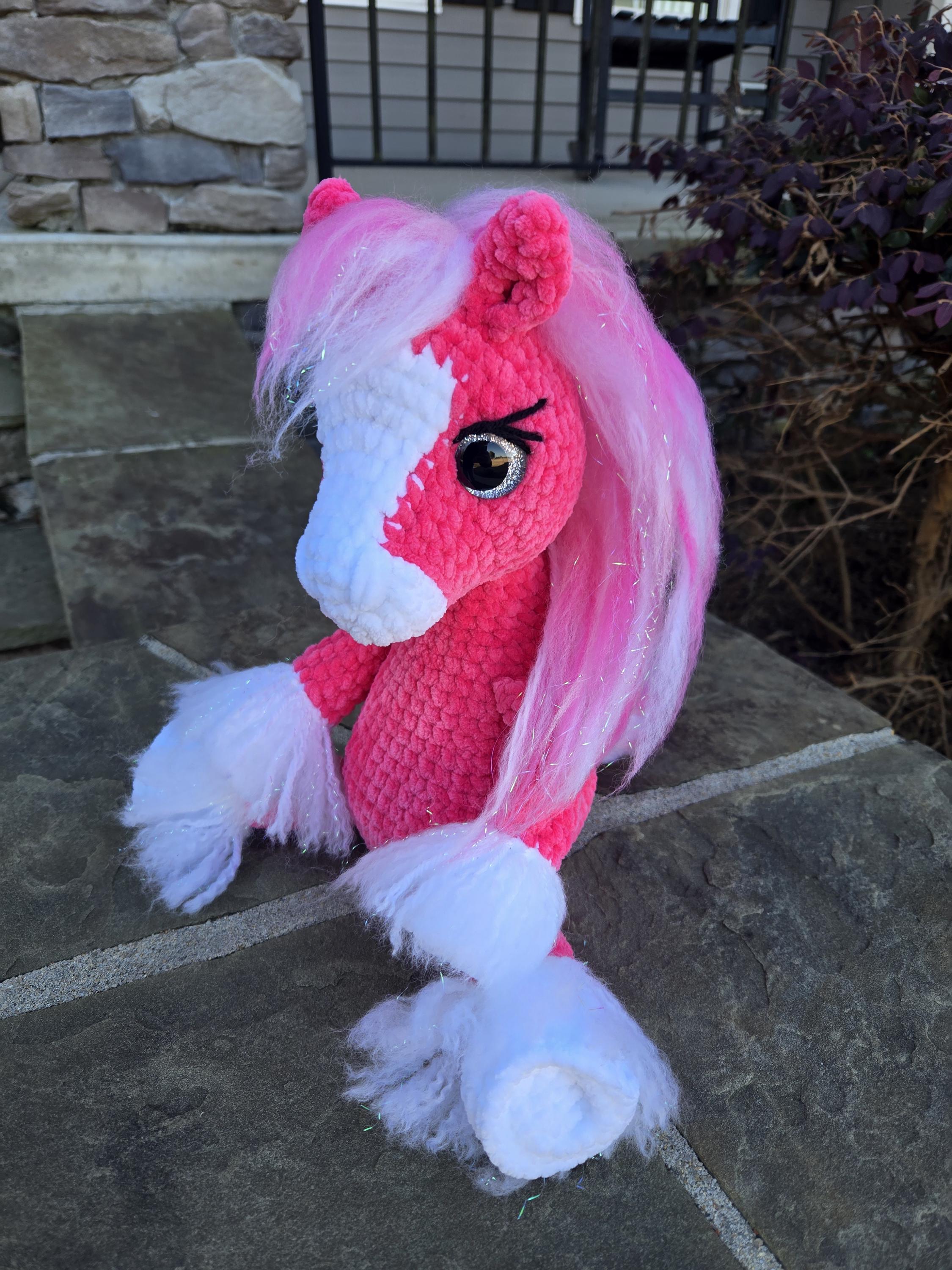Custom Crochet Horse Plush Handmade Stuffed Animal Choose Colors Sizes Personalized Horse Toy Gift.
