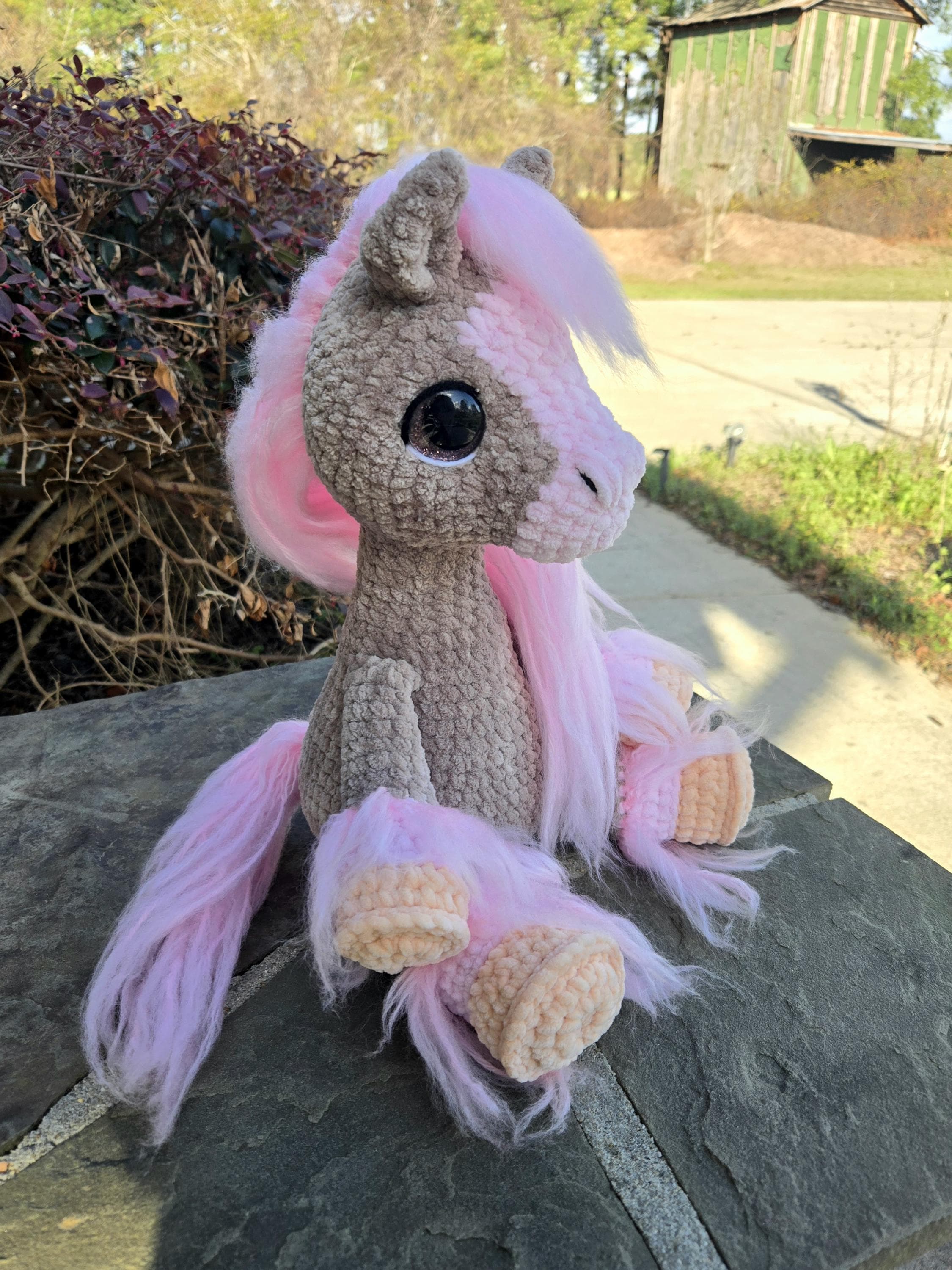 Neapolitan Crochet Horse Plush Toy – Strawberry Vanilla Chocolate Amigurumi Stuffed Animal.