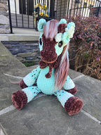 Crochet Horse Plush Mint Chocolate Chip Plush Toy:  Amigurumi Stuffed Animal.