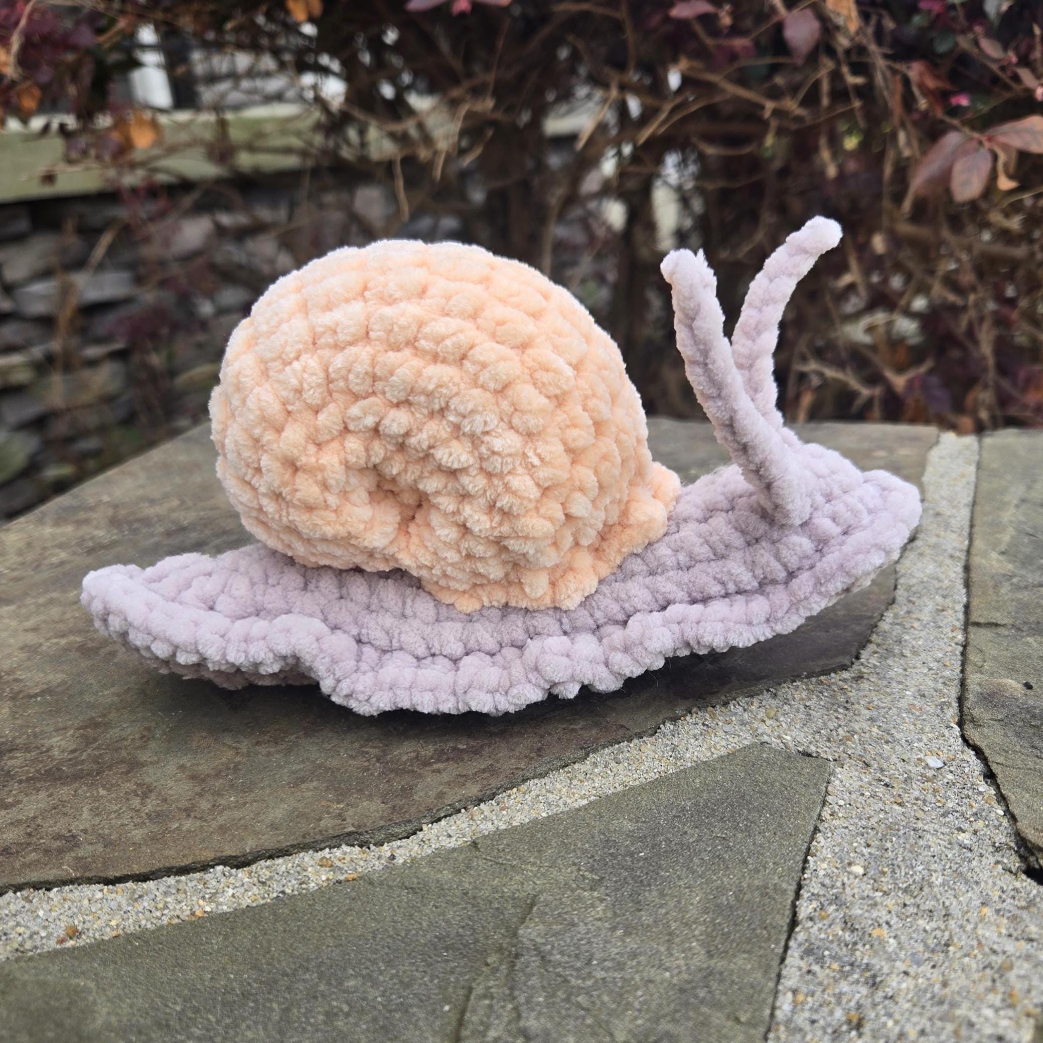 Realistic Snail Plush Crochet Stuffed Animal Nature Toy Garden Lover Gift Handmade Soft Amigurumi.