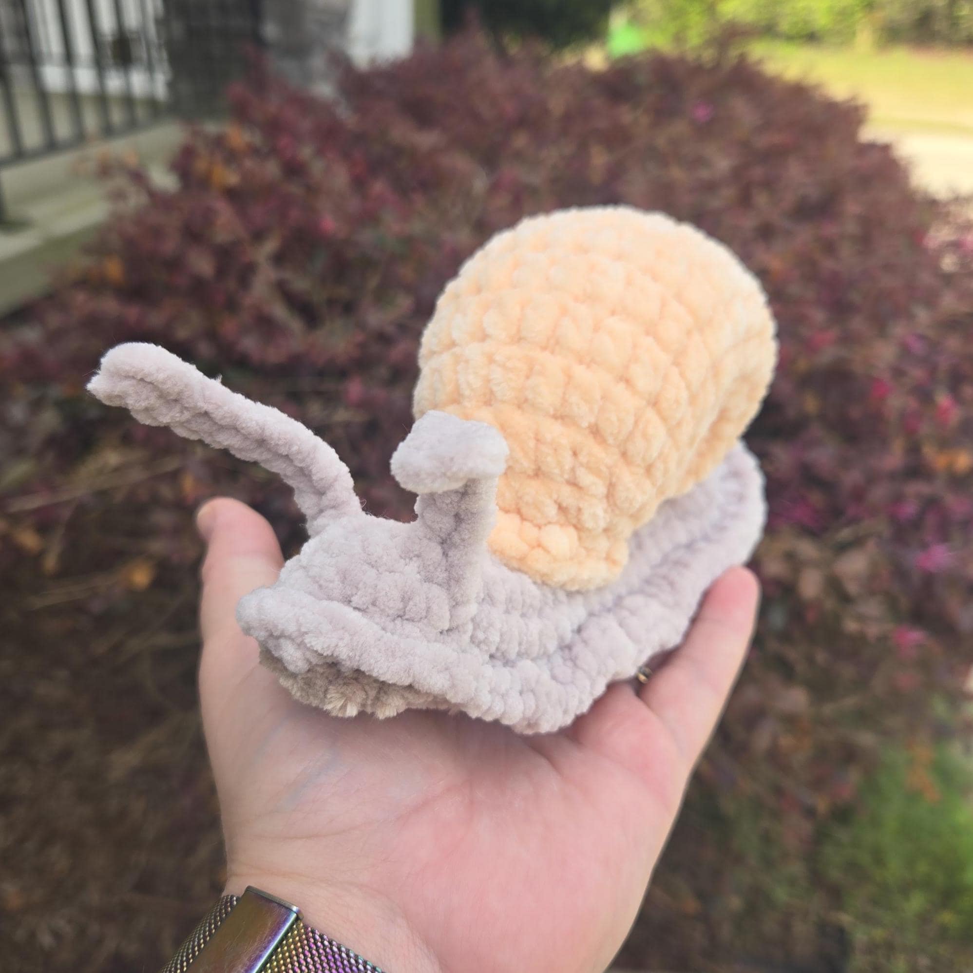 Realistic Snail Plush Crochet Stuffed Animal Nature Toy Garden Lover Gift Handmade Soft Amigurumi.