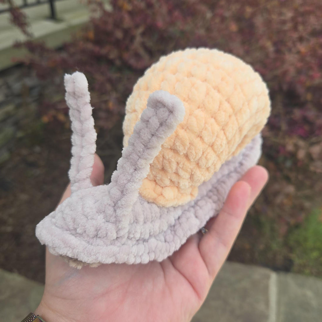 Realistic Snail Plush Crochet Stuffed Animal Nature Toy Garden Lover Gift Handmade Soft Amigurumi.