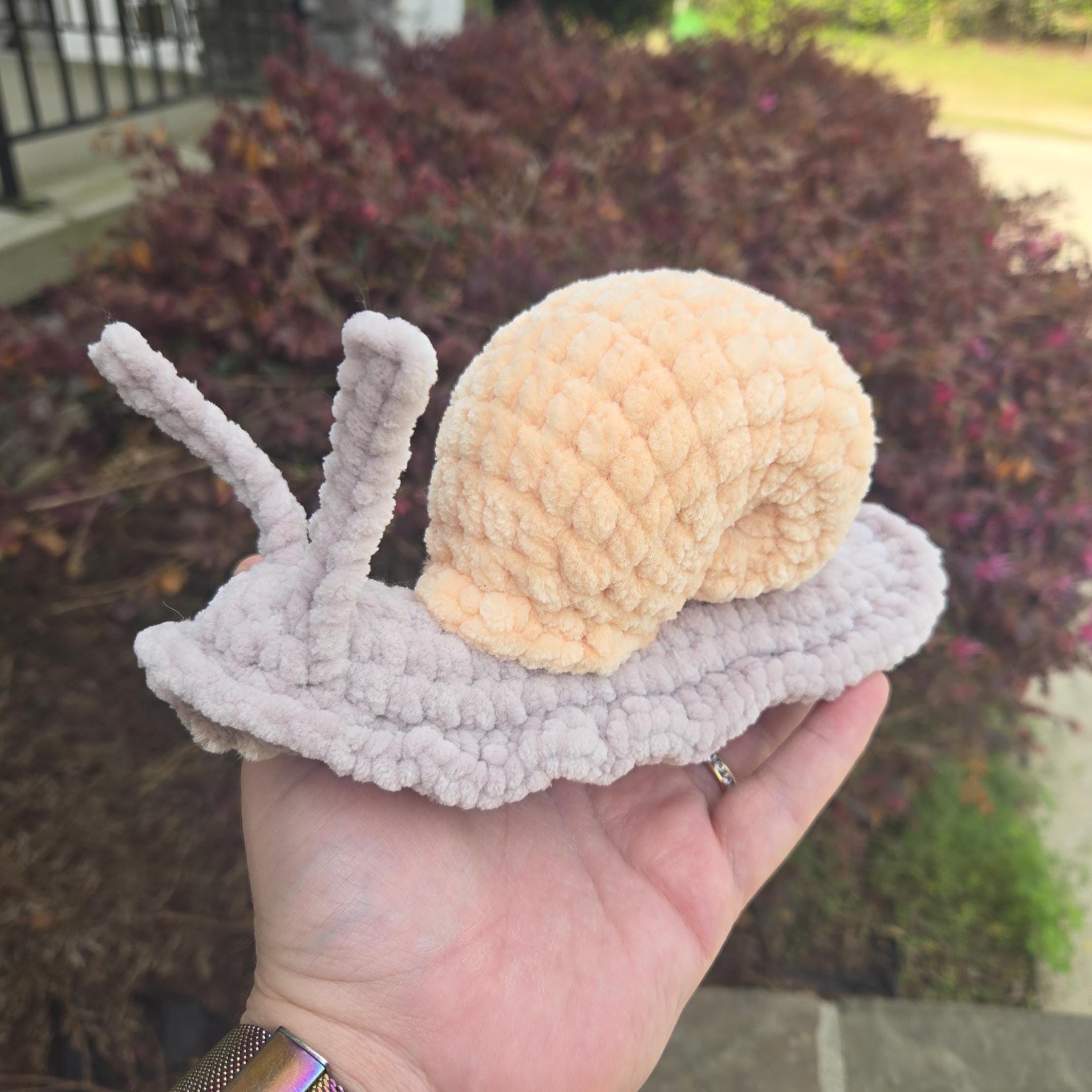 Realistic Snail Plush Crochet Stuffed Animal Nature Toy Garden Lover Gift Handmade Soft Amigurumi.