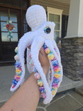 Octopus Plush Crochet Stuffed Animal Colorful Sea Creature Gift Kawaii Ocean Toy Handmade Amigurumi.
