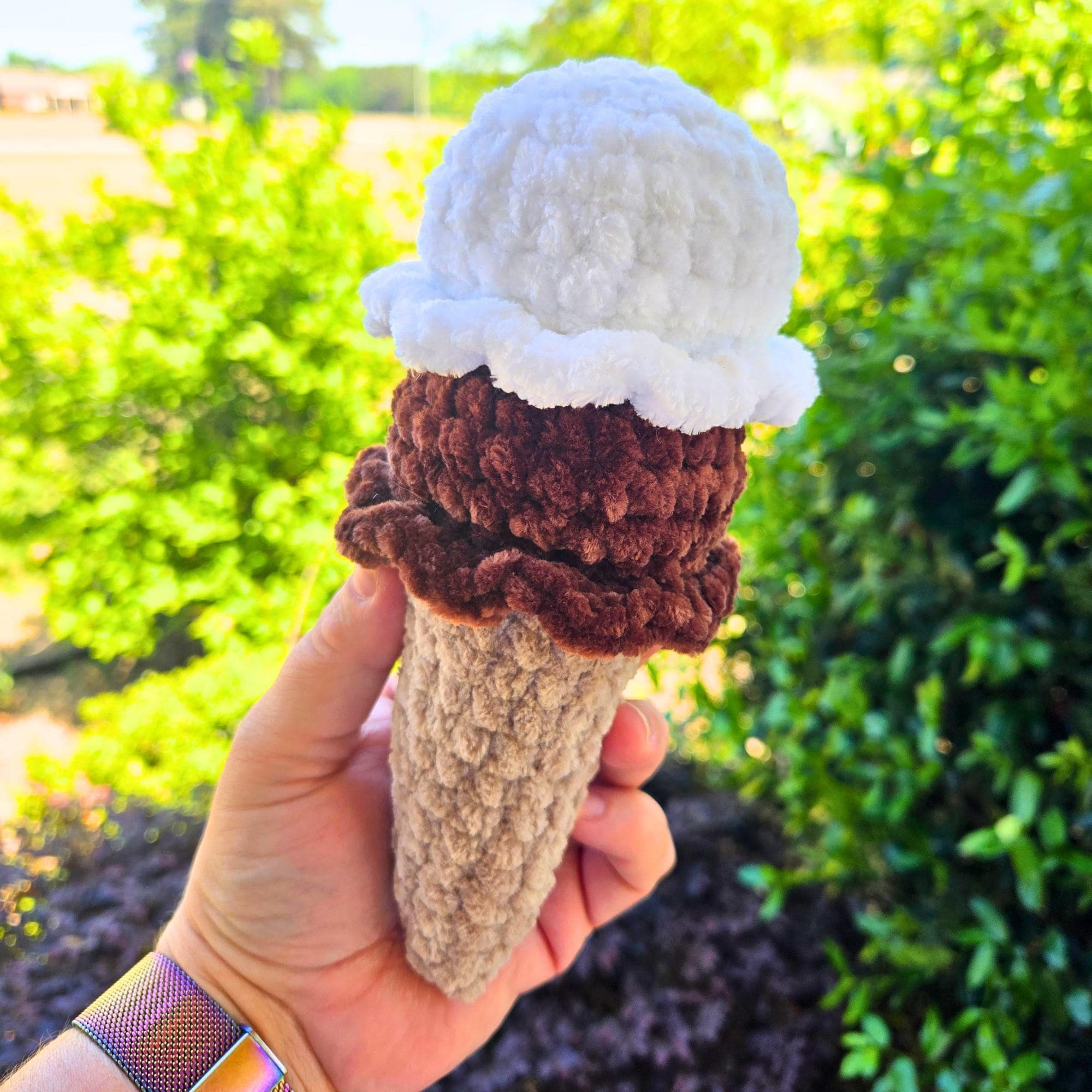 Crochet Ice Cream Cone Plush Custom Colors 1 2 or 3 Scoops Summer Gift.