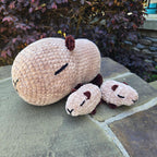 Crochet Capybara Plush Mom and Baby Set, Handmade Amigurumi Animal Toy.