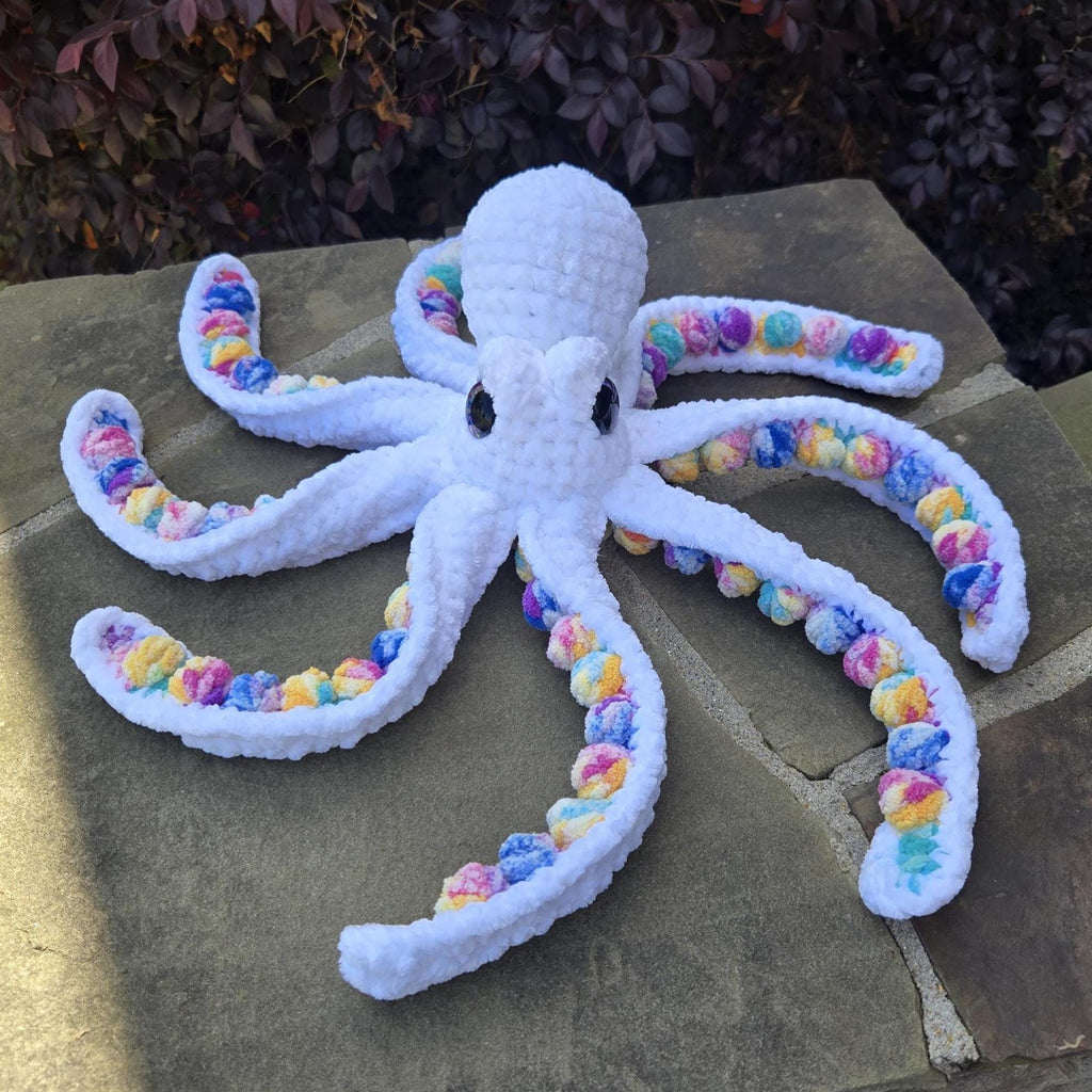 Octopus Plush Crochet Stuffed Animal Colorful Sea Creature Gift Kawaii Ocean Toy Handmade Amigurumi.
