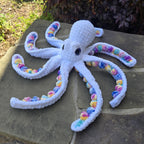 Octopus Plush Crochet Stuffed Animal Colorful Sea Creature Gift Kawaii Ocean Toy Handmade Amigurumi.