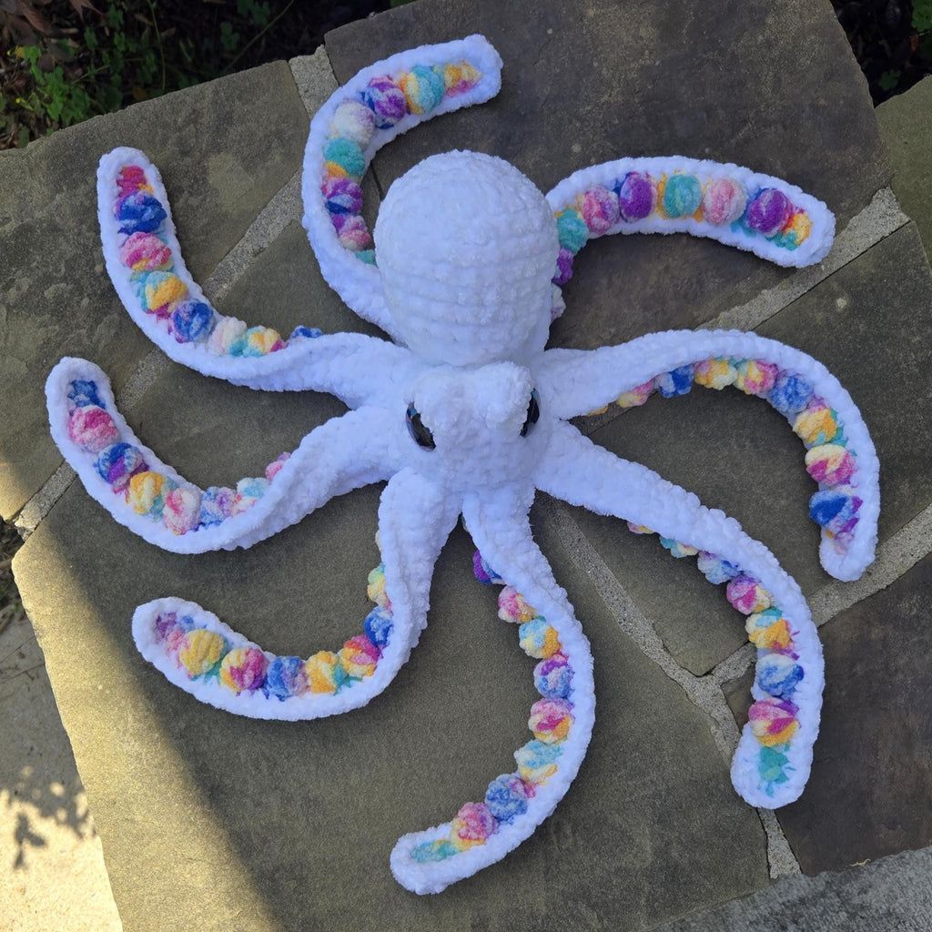 Octopus Plush Crochet Stuffed Animal Colorful Sea Creature Gift Kawaii Ocean Toy Handmade Amigurumi.