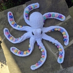 Octopus Plush Crochet Stuffed Animal Colorful Sea Creature Gift Kawaii Ocean Toy Handmade Amigurumi.