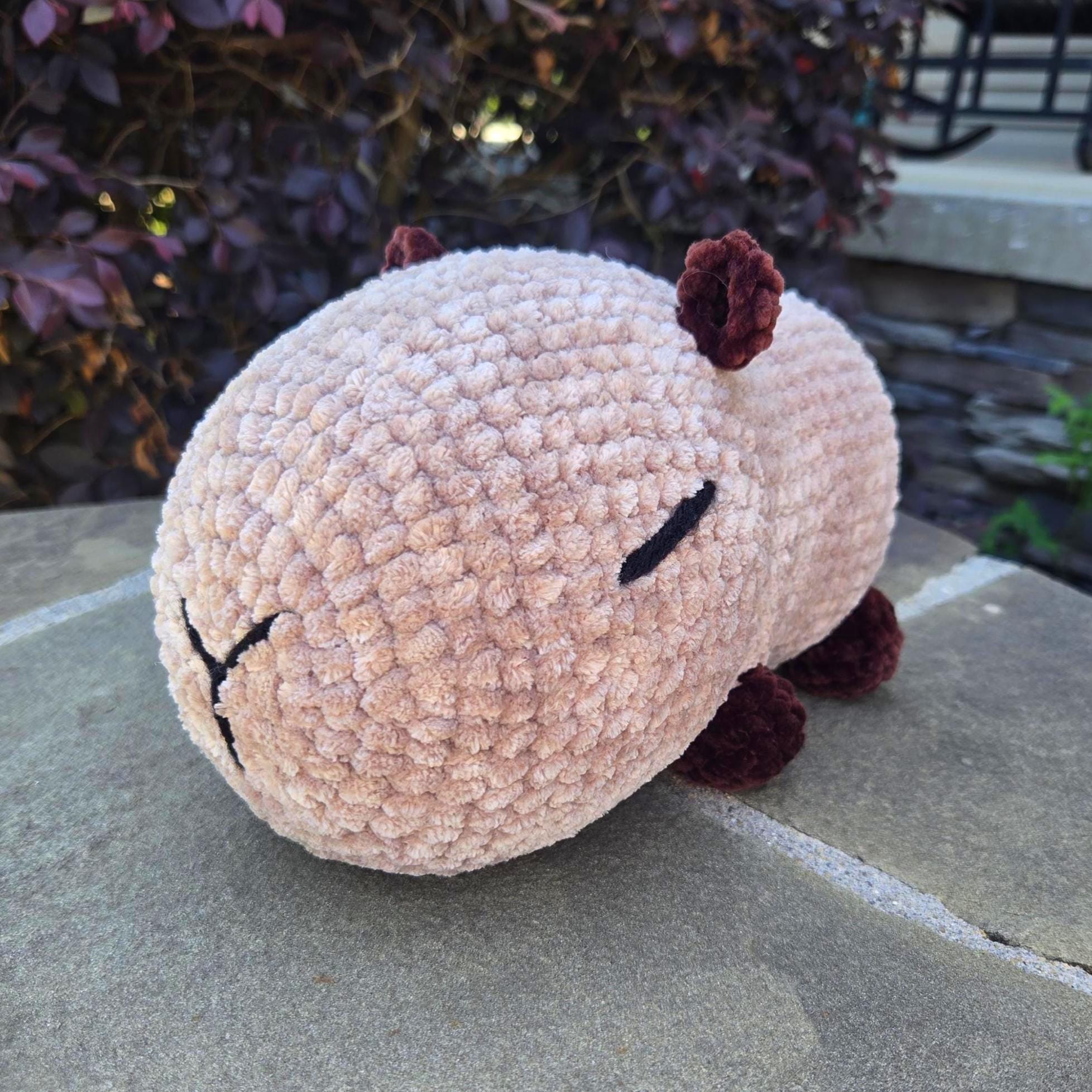 Crochet Capybara Plush Mom and Baby Set, Handmade Amigurumi Animal Toy.
