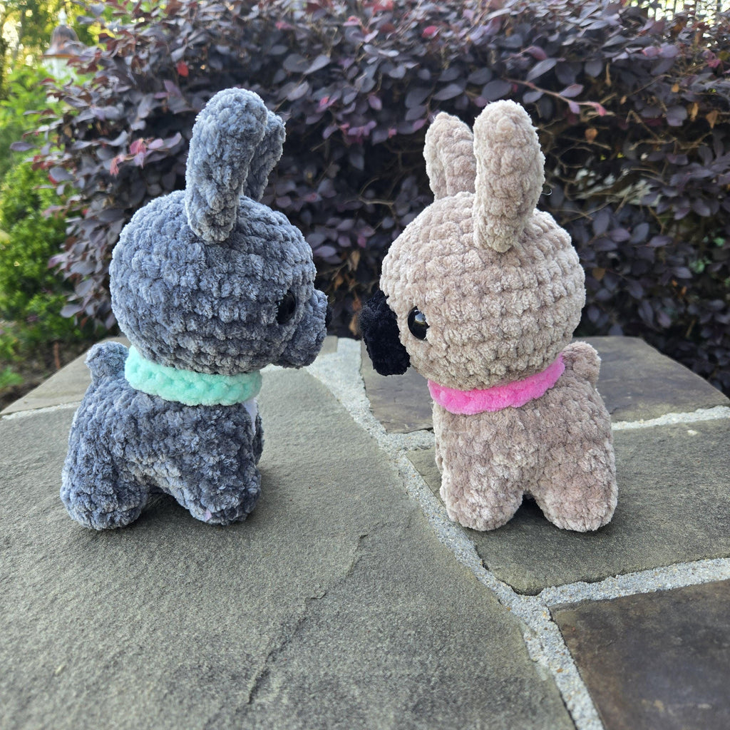 Crochet French Bulldog Plush - Handmade Frenchie Toy, Weighted Desk Buddy.