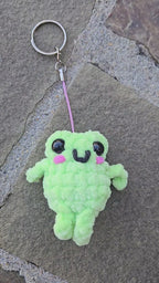 Crochet Frog Keychain Handmade Amigurumi Gift Customizable Plush Friend
