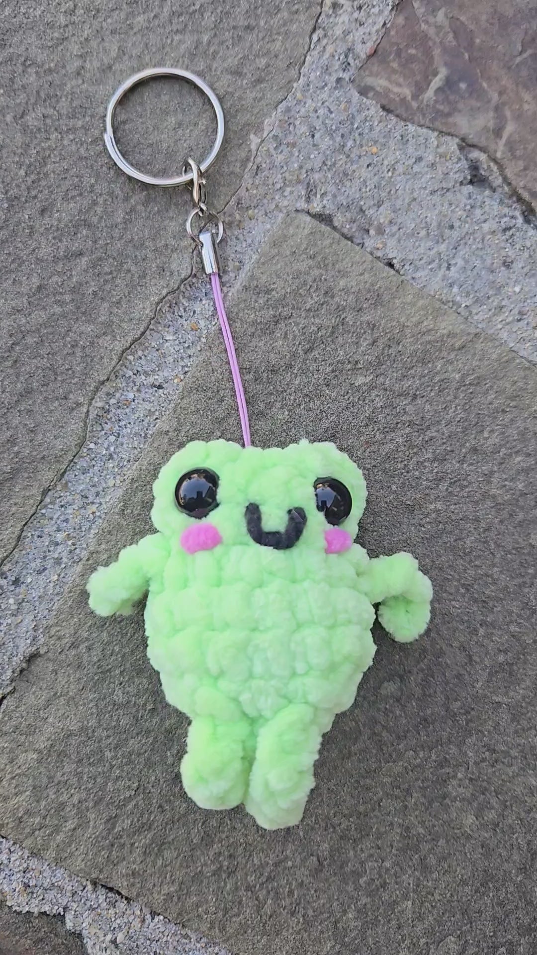 Crochet Frog Keychain Handmade Amigurumi Gift Customizable Plush Friend