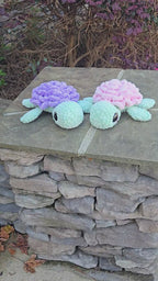 Crochet Sea Turtle Plush with Rose Shell – Amigurumi Ocean Animal Toy